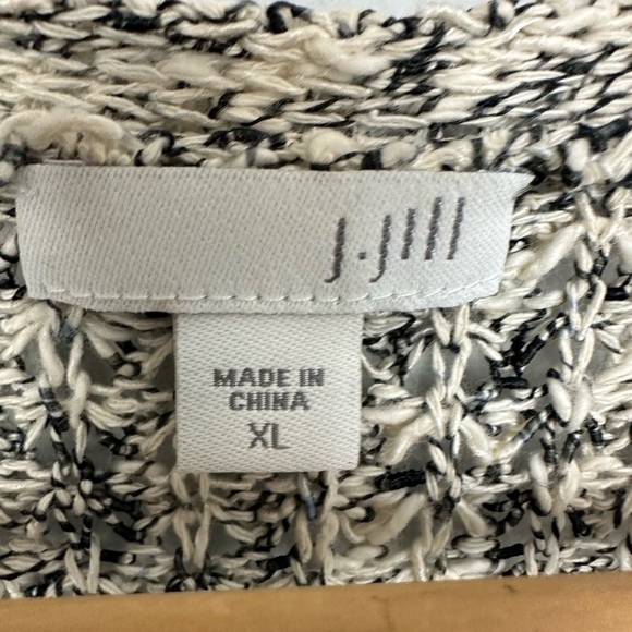 J. Jill Chunky Knit Cream Black Speckled Open Cardigan Sweater Longline Sz XL - Picture 6 of 9